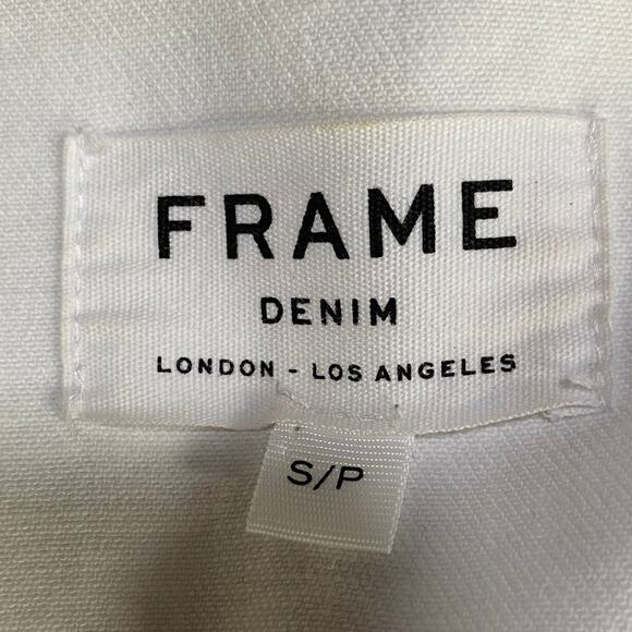 Frame Le Vintage Denim Jacket Railroad Striped Cropped Beige White Womens Small - Picture 7 of 10